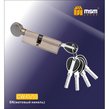 Цилиндровый механизм MSM-100мм (В45-55) ключ-вертушка никель