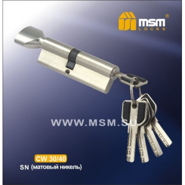 Цилиндровый механизм MSM-70мм (В30-40) ключ-вертушка никель