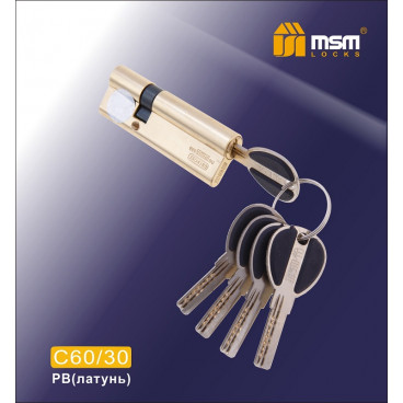 Цилиндровый механизм MSM-90мм (60-30) ключ-ключ латунь