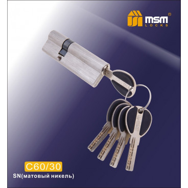 Цилиндровый механизм MSM-90мм (60-30) ключ-ключ никель
