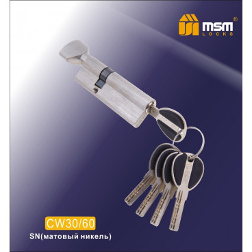 Цилиндровый механизм MSM-90мм (В30-60) ключ-вертушка никель