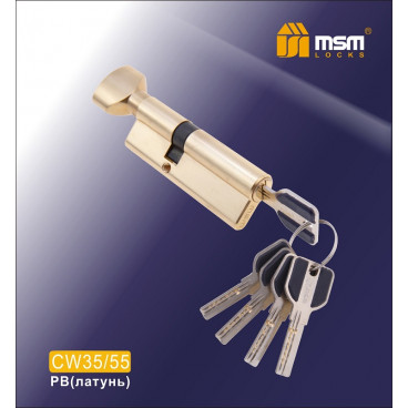 Цилиндровый механизм MSM-90мм (В35-55) ключ-вертушка латунь
