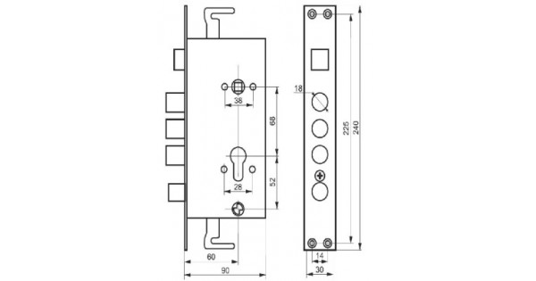 Врезной замок master lock 3024 автомат 3 ригеля правый