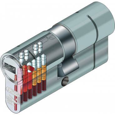 Цилиндровый механизм ABUS D10PS 90 мм (50/40, ключ/вертушка, матовый никель)