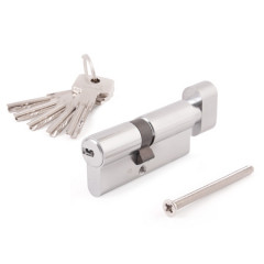 Цилиндровый механизм Abus D6PS 80 мм (40×40, ключ/вертушка, матовый никель)