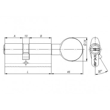 Цилиндровый механизм KALE 164 SM 90 мм (40в*50, никель, с вертушкой)