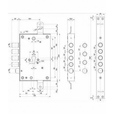Замок врезной Mottura 85.571TSRSQ (левый)