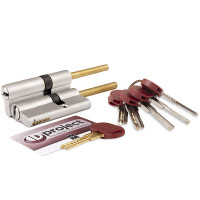 Цилиндровый механизм Mottura DPC1P67131 S3 (102 мм / 66+10+26) с длинным штоком, сатин. никель, 5+1 ключ