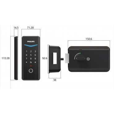 Электронный накладной замок Philips Easykey DDL503-13HBS