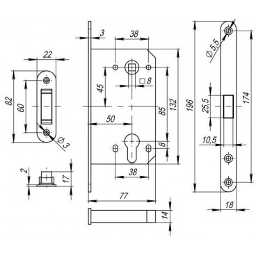 Корпус замка MAGNET M85C-50 GP латунь