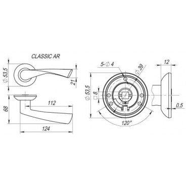 Ручка раздельная CLASSIC AR SG/GP-4 матовое золото/золото, квадрат 8x130 мм