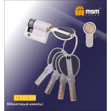 Цилиндровый механизм MSM (Полуцилиндр) (30-10) ключ-ключ никель