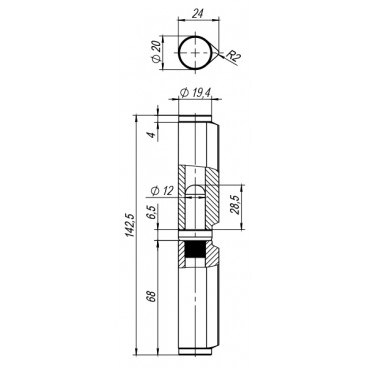 Петля приварная Т254/140х20x24 мм с подшипником