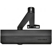 Шестеренно-реечный доводчик ASSA-ABLOY DC200 black, усилие EN2-4, с антивандальным клапаном, back check без тяги