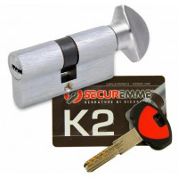 Цилиндровый механизм Securemme K2 70(35x35) ключ/вертушка, никель
