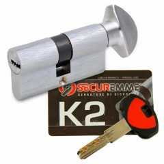 Цилиндровый механизм Securemme K2 80мм(40х40) ключ/вертушка, никель