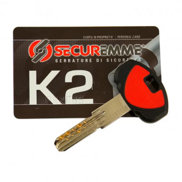 Цилиндровый механизм Securemme K2 60мм(30х30) ключ/дл.шток, никель