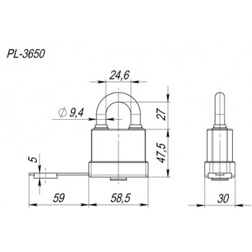 Замок навесной Fuaro PL-3650 (50 мм) 3 англ.кл. БЛИСТЕР